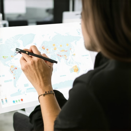 Advanced Local SEO Analytics SEO expert analyzing local SEO data with advanced analytics tools in a modern office