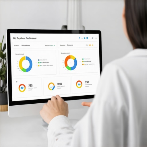 Person analyzing local SEO data on a computer screen showing Google My Business insights and website speed test results.