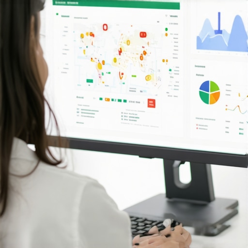 Analyzing Local SEO Data Person reviewing detailed local SEO and map performance analytics on a laptop.