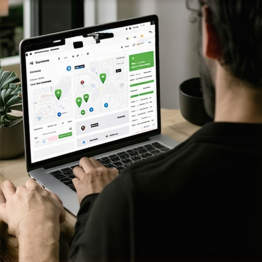 Person analyzing local SEO data on laptop for map ranking improvements.