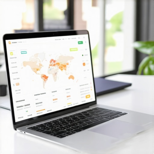 Analytics Dashboard for Map Optimization Person analyzing local map analytics on a laptop for SEO improvement.