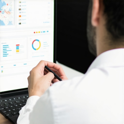 Person reviewing map performance metrics on computer