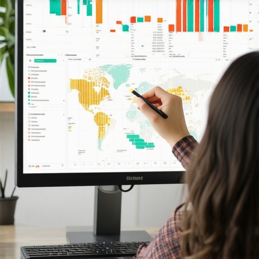 Analyzing Map Performance Data Person reviewing map optimization analytics on a monitor.