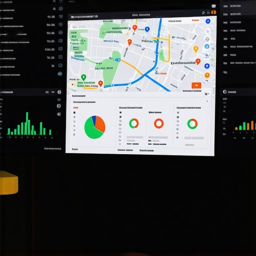 A person analyzing local SEO dashboard with mapping software and speed optimization charts