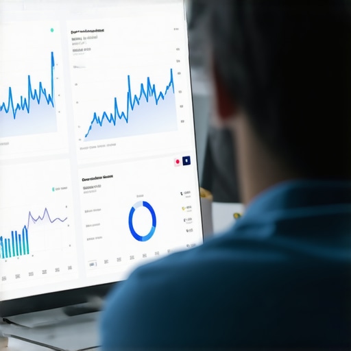 Person reviewing local SEO analytics on a computer monitor with map metrics.